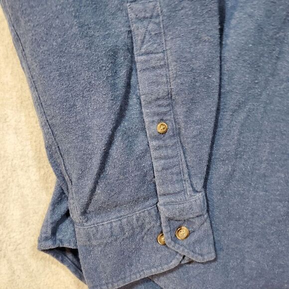 Lands' End Shirt Mens Large Blue Wool Regular Flap Chest Pockets Button Down - Picture 6 of 9